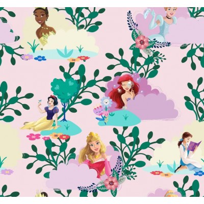 67916 TEJIDO ESTAMPADO PRINCESAS (00) 1.40 M. 130 GR/M2 ALGODON 100% LILA Venta en piezas de 6.00 M