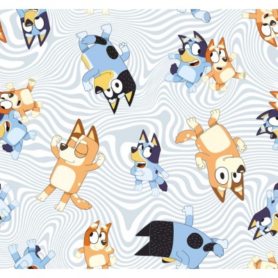 67918 TEJIDO ESTAMPADO BLUEY AND FRIENDS (00) 1.40 M. 130 GR/M2 ALGODON 100% BLANCO Venta en piezas de 6.00 M