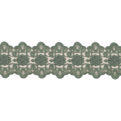 725340-86 GALON TUL BORDADO JULIANA 55 MM POLIAMIDA 50%-ALGODON 50% VERDE Venta en piezas de 13.70 M