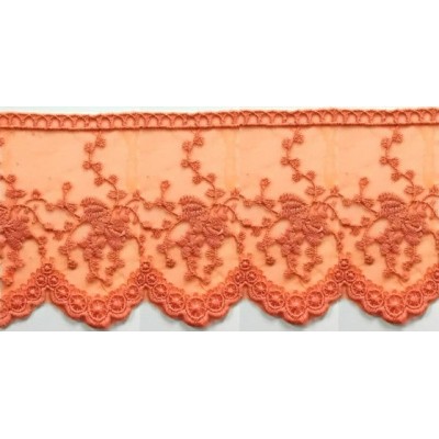 725343-40 PUNTILLA TUL BORDADO KATARA 100 MM.ALGODON 50%-POLIAMIDA 50% NARANJA Venta en piezas de 18.20 M