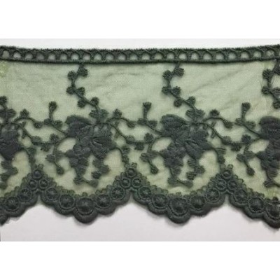 725343-86 PUNTILLA TUL BORDADO KATARA 100 MM.ALGODON 50%-POLIAMIDA 50% VERDE Venta en piezas de 18.20 M