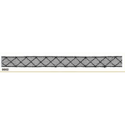 803204-0002 XENO ENTREDOS TUL BORDADO 15 MM. ALGODON 50%-NYLON 50% NEGRO Venta en piezas de 13.00 M