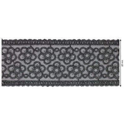 908259-103 GALON TUL FANTASIA 65 MM. DULCIE POLIESTER 100% PLATA Venta en piezas de 9.10 M