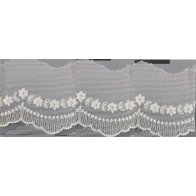 12293-0 PUNTILLA TUL BORDADO SAMAR 55 MM. POLIESTER 100% NATURAL Venta en piezas de 14.80 M