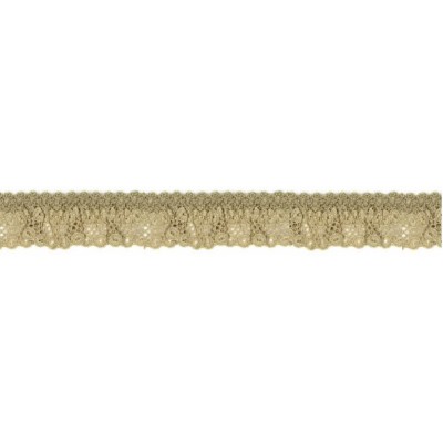 43582 PUNTILLA FRUNCIDA PIQUILLO MARACUYA 25MM. POLIAMIDA 100% CAMEL Venta en piezas de 25.00 M