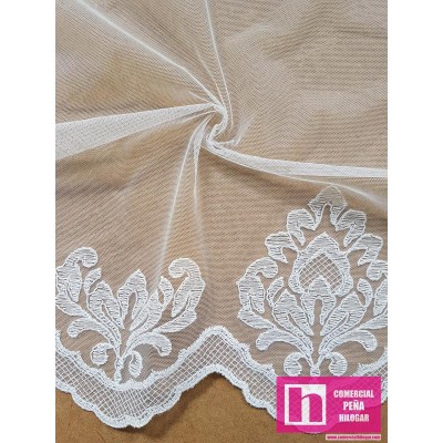 59458 TUL BORDADO AMBOS LADOS ENISE 1.50 MTS. POLIESTER 100% NATURAL Venta en piezas de 15.00 M