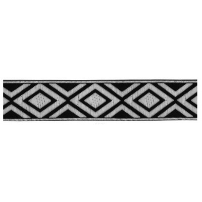 655375-101 CINTA JACQUARD RAYAN 33 MM. POLIESTER 100% NEGRO/PLATA Venta en piezas de 7.00 M