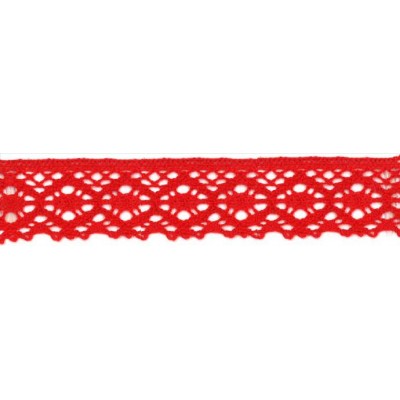 9702-5 PUNTILLA BOLILLO AURORA 30 MM. ALGODON 100% ROJO Venta en piezas de 25.00 M