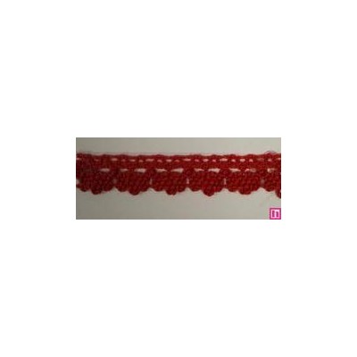 9706-5 PUNTILLA BOLILLO DIEGO 12 MM. ALGODON 100% ROJO Venta en piezas de 25.00 M