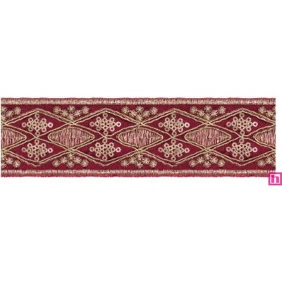 981253-0060 GALON FANTASIA ANDREA 45 MM. POLIESTER+PET GRANATE/DORADO Venta en piezas de 9.10 M