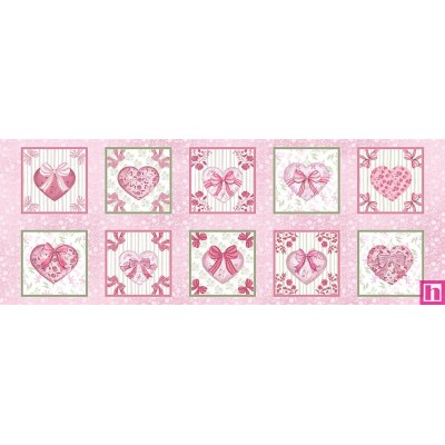 P121-CCHA6485PINK PATCH. AMERICANO COQUETTE CHARM (01) PANEL 60X110 CM. ALGODON 100% ROSA Venta en piezas de 7.00 M
