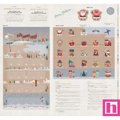 67557 CALENDARIO ADVIENTO HALP PANAMA ESTAMPADO (01) 150x140 M.-200 GR/M2- ALGODON 100% CRUDO Venta en piezas de 6.00 M