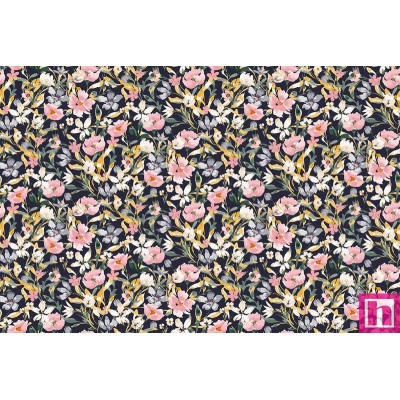 68100 TEJIDO ESTAMPADO LIBERTY SOHO (06) 1.40 M. 110 GR/M2. ALGODON 100% NEGRO Venta en piezas de 10.00 M