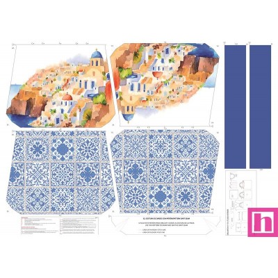 68113 TOTE BAGS MOSAICO -  REVERSIBLE Y REPELENTE AL AGUA  (04) 45X50 CMS. POLIESTER 100% AZUL Venta en piezas de 1.00 U