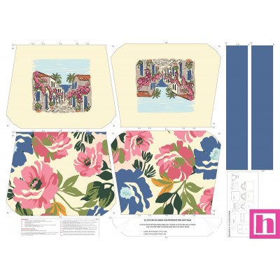 68117 TOTE BAGS FLOR FLORAL -  REVERSIBLE Y REPELENTE AL AGUA  (08) 45X50 CMS. POLIESTER 100% CREMA Venta en piezas de 1.00 U