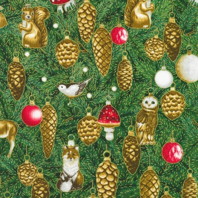 P137-SRKM-23701-224 PATCH. AMERICANO HOLIDAY FLOURISH - FOREST GLEN (21) 110 CM. ALGODON 100% MUSGO/DORADO METALLIC Venta en pie