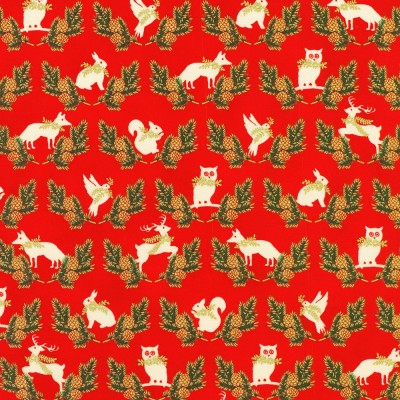 P137-SRKM-23706-91 PATCH. AMERICANO HOLIDAY FLOURISH - FOREST GLEN (29) 110 CM. ALGODON 100% ROJO/DORADO METALLIC Venta en pieza