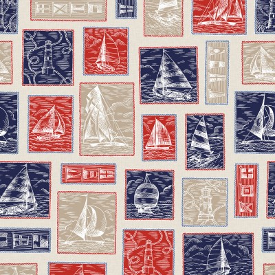 P17-MAS11100-Z PATCH. AMERICANO REGATTA DAYS (02) 110 CM. ALGODON 100% BEIG Venta en piezas de 7.00 M