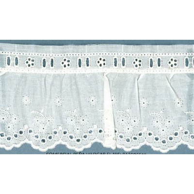 15984-000 BORDADO FRUNCIDO BATISTA AMELIE POLIESTER 60%-ALGODON 40% BLANCO Venta en piezas de 11.00 M