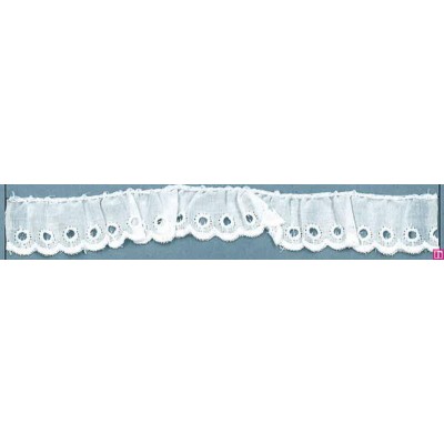 1611032-000 BORDADO FRUNCIDO BATISTA IVET POLIESTER 60%-ALGODON 40% BLANCO Venta en piezas de 11.00 M