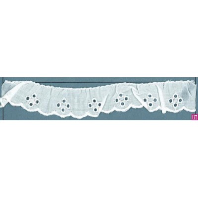 1624265-000 BORDADO FRUNCIDO BATISTA ISLA POLIESTER 60%-ALGODON 40% BLANCO Venta en piezas de 11.00 M