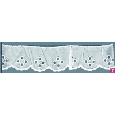 1624266-000 BORDADO FRUNCIDO BATISTA ISLA POLIESTER 60%-ALGODON 40% BLANCO Venta en piezas de 11.00 M