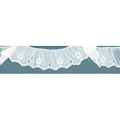 1625364-000 BORDADO FRUNCIDO BATISTA RIHANA POLIESTER 60%-ALGODON 40% BLANCO Venta en piezas de 11.00 M