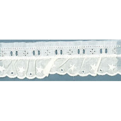 25017/36-000 BORDADO FRUNCIDO BATISTA ARLET POLIESTER 60%-ALGODON 40% BLANCO Venta en piezas de 11.00 M