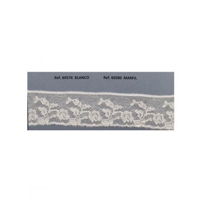 60576 PUNTILLA VALENCIE 35 MM FELISA ALGODON 90% - NYLON 10%  BLANCO Venta en piezas de 32.00 M
