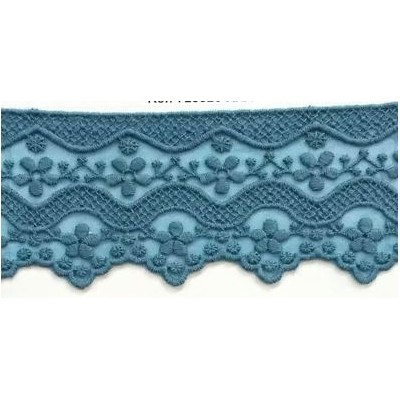 725326-018 PUNTILLA TUL BORDADO BIANCA 70 MM POLIAMIDA 50%-ALGODON 50% AZUL Venta en piezas de 13.70 M