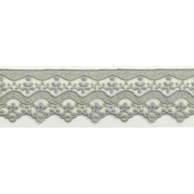 725326-034 PUNTILLA TUL BORDADO BIANCA 70 MM POLIAMIDA 50%-ALGODON 50% GRIS Venta en piezas de 13.70 M