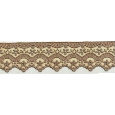 725326-334 PUNTILLA TUL BORDADO BIANCA 70 MM POLIAMIDA 50%-ALGODON 50% CAMEL Venta en piezas de 13.70 M