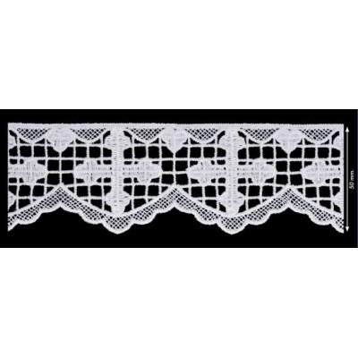 908263-0001 PUNTILLA GUIPUR CRESSIDA 50 MM. POLIESTER 100% BLANCO Venta en piezas de 9.10 M