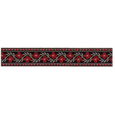125620-09 CINTA JACQUARD SAMIR 30 MM. POLIESTER 100% NEGRO/ROJO Venta en piezas de 15.00 M