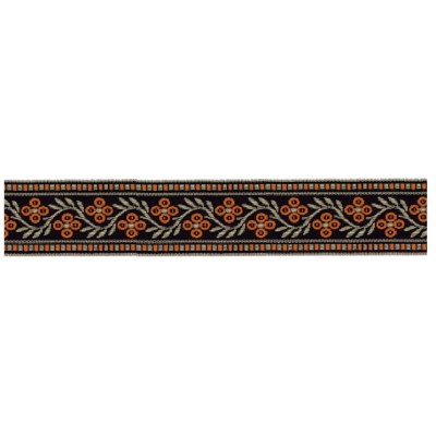 125620-40 CINTA JACQUARD SAMIR 30 MM. POLIESTER 100% NEGRO/NARANJA Venta en piezas de 15.00 M