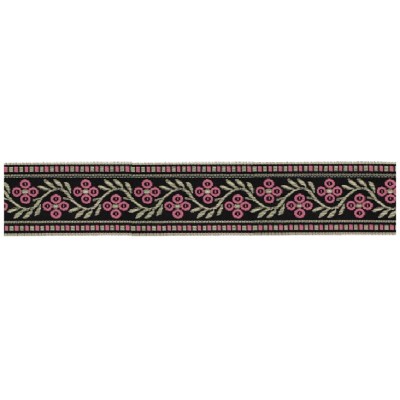 125620-68 CINTA JACQUARD SAMIR 30 MM. POLIESTER 100% NEGRO/ROSA Venta en piezas de 15.00 M