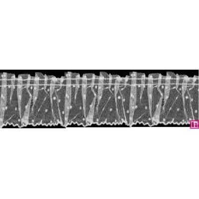 126952-001 VOLANTE TUL FRUNCIDO DOTIA 60 MM. POLIESTER 100% BLANCO Venta en piezas de 10.00 M