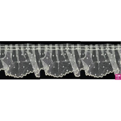 126952-003 VOLANTE TUL FRUNCIDO DOTIA 60 MM. POLIESTER 100% MARFIL Venta en piezas de 10.00 M