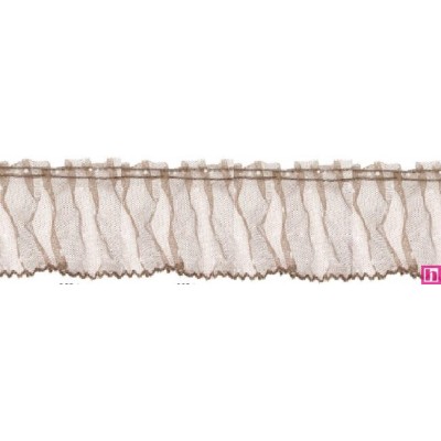 126952-024 VOLANTE TUL FRUNCIDO DOTIA 60 MM. POLIESTER 100% MARRON Venta en piezas de 10.00 M