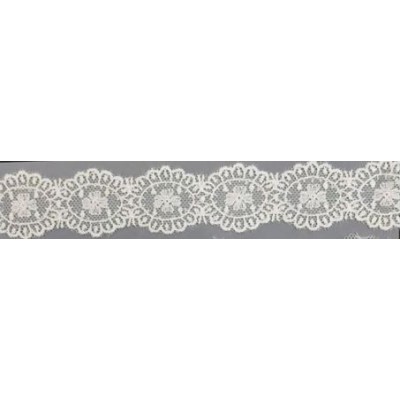 12754-0 GALON TUL BORDADO AVANI 25 MM. POLIESTER 100% NATURAL Venta en piezas de 14.80 M