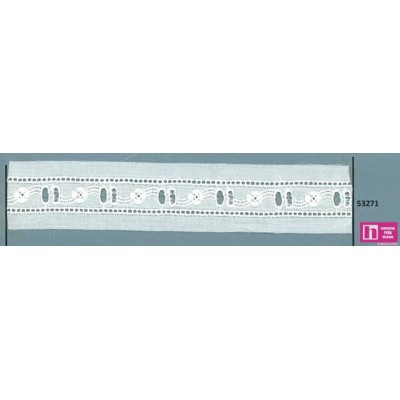 53271 ADAYA PASACINTAS BORDADO BATISTA 44 MM. ALGODON 100% BLANCO Venta en piezas de 13.00 M