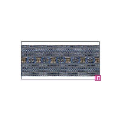 606033-50-07 CINTA JACQUARD CLEO 50 MM. POLIESTER 100% AZUL/DORADO Venta en piezas de 10.00 M