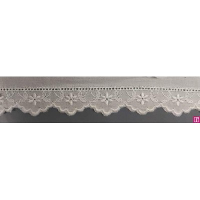 67153 REMATE BATISTA GALA 22 MM. ALGODON 100% BLANCO Venta en piezas de 13.80 M
