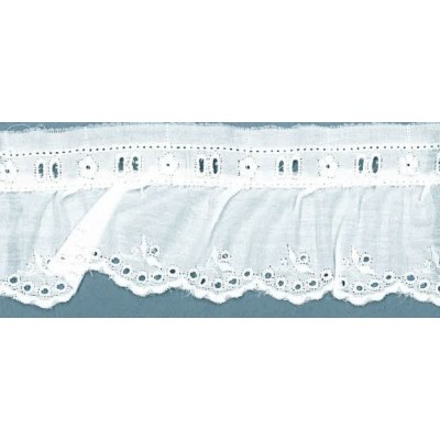 11023/04-000 BORDADO FRUNCIDO BATISTA ALPIO POLIESTER 60%-ALGODON 40% BLANCO Venta en piezas de 11.00 M