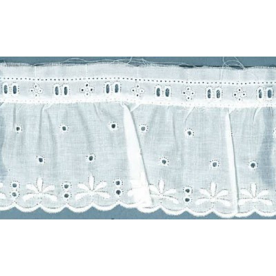 11065/36-000 BORDADO FRUNCIDO BATISTA ETYLIAN POLIESTER 60%-ALGODON 40% BLANCO Venta en piezas de 11.00 M