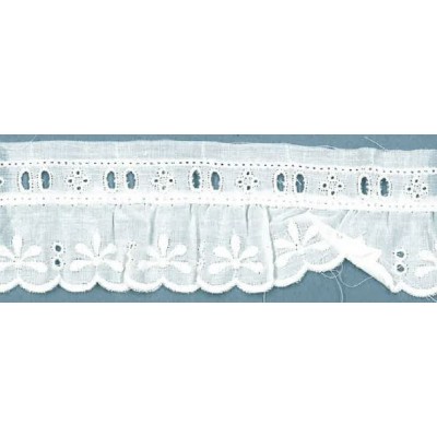11067/36-000 BORDADO FRUNCIDO BATISTA ETYLIAN POLIESTER 60%-ALGODON 40% BLANCO Venta en piezas de 11.00 M