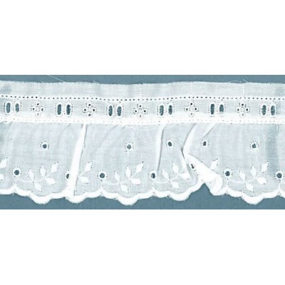 11069/36-000 BORDADO FRUNCIDO BATISTA METIM POLIESTER 60%-ALGODON 40% BLANCO Venta en piezas de 11.00 M
