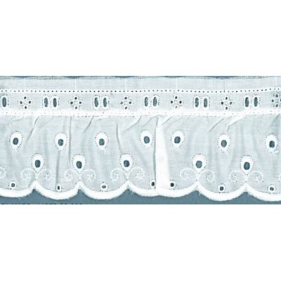 11080/36-000 BORDADO FRUNCIDO BATISTA MONELI POLIESTER 60%-ALGODON 40% BLANCO Venta en piezas de 11.00 M