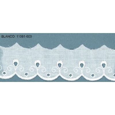 11081-000 BORDADO BATISTA MONELI POLIESTER 60%-ALGODON 40% BLANCO Venta en piezas de 13.80 M