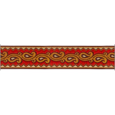 606045-09 CINTA JACQUARD ALIM 33 MM. POLIESTER 100% ROJO/DORADO Venta en piezas de 9.00 M